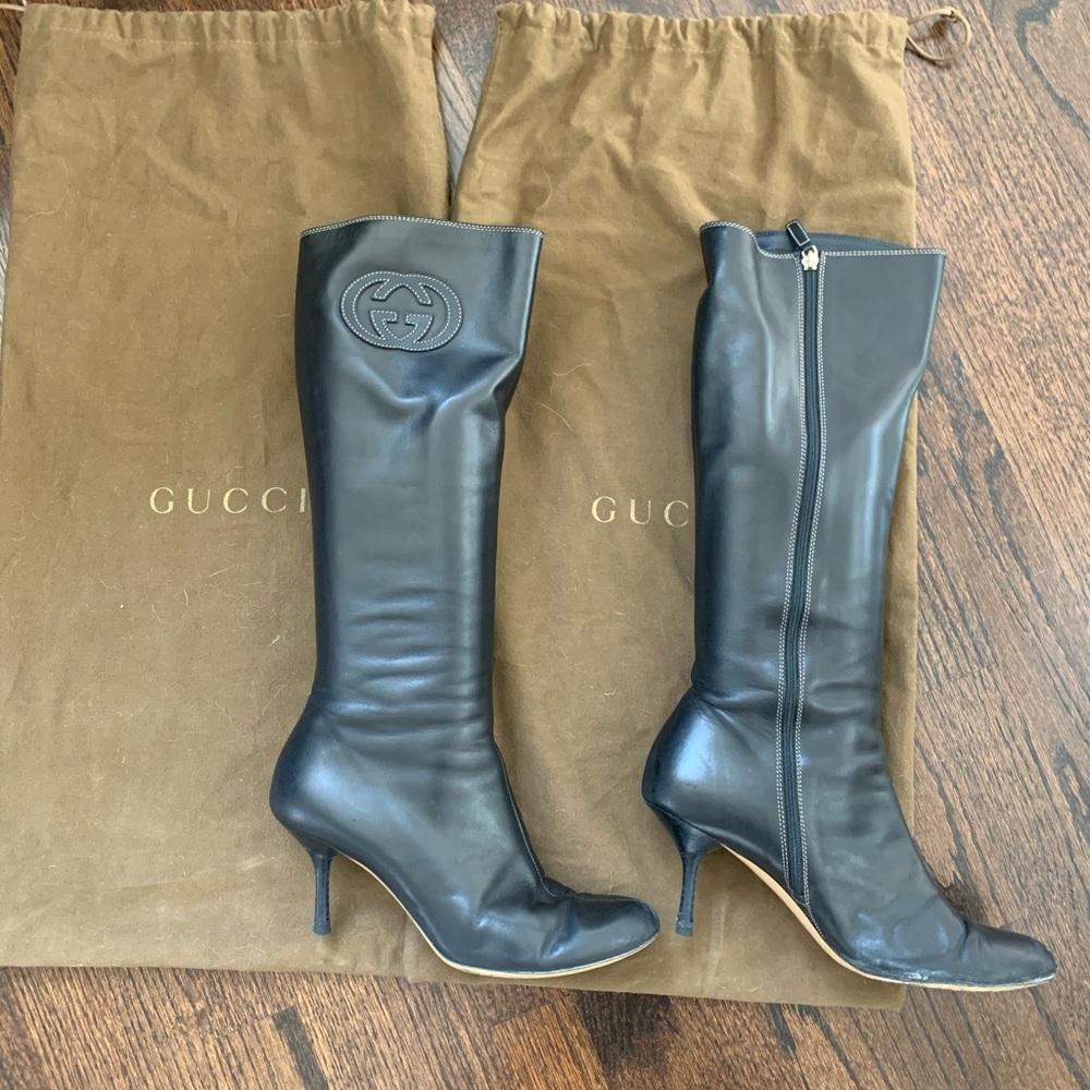 Gucci Black Leather Boots